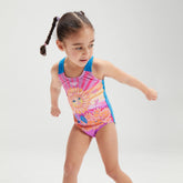 Girls' Digital Printed Swimsuit Purple/Orange | Speedo outlet