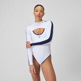 Jetstream Long Sleeve Hooded Shrug Top White/Navy | Speedo on sale