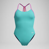 Girls' Club Training Solid Lane Line Back Swimsuit Turquoise/Pink | Speedo discount