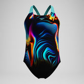 Girls' Digital Placement Powerback Swimsuit Black/Blue | Speedo sale