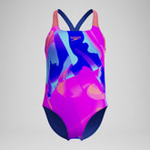Girls' Digital Printed Powerback Swimsuit Pink/Blue | Speedo online