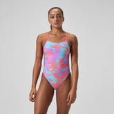 Club Training Printed V Back Swimsuit Pink/Green | Speedo US