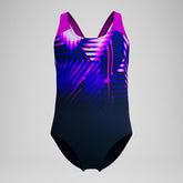 Girls' Digital Placement Splashback Swimsuit Navy/Pink | Speedo online