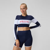 Jetstream Colourblock Long Sleeve Crop Rash Top Navy/White | Speedo outlet