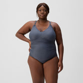 Plus Size Shaping V Neck Swimsuit Grey | Speedo US