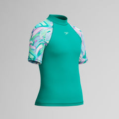 Girls Short Sleeve Rashguard Turquoise | Speedo discount