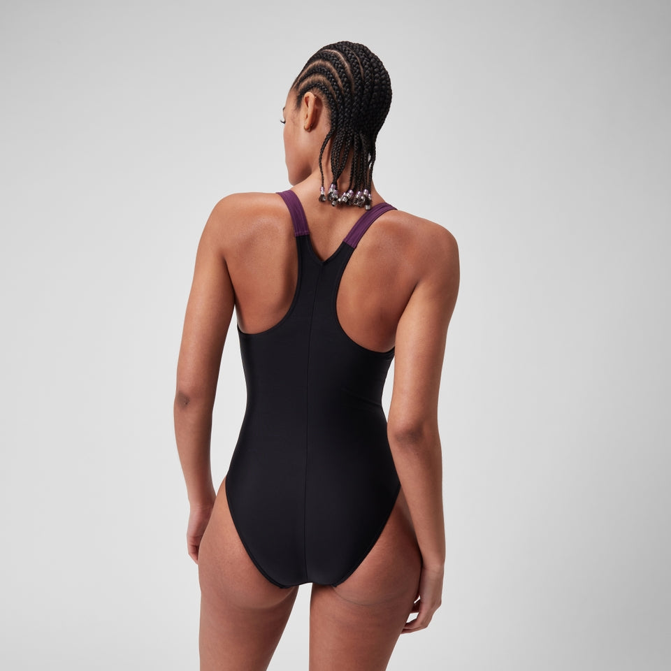 HyperBoom Splice Racerback Swimsuit Black/Purple | Speedo sale