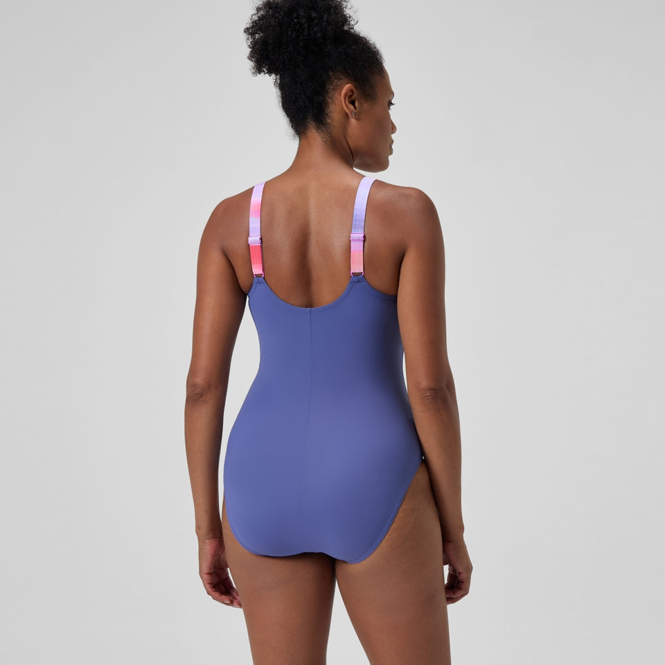 Shaping Printed Splice Swimsuit Blue/Pink | Speedo online