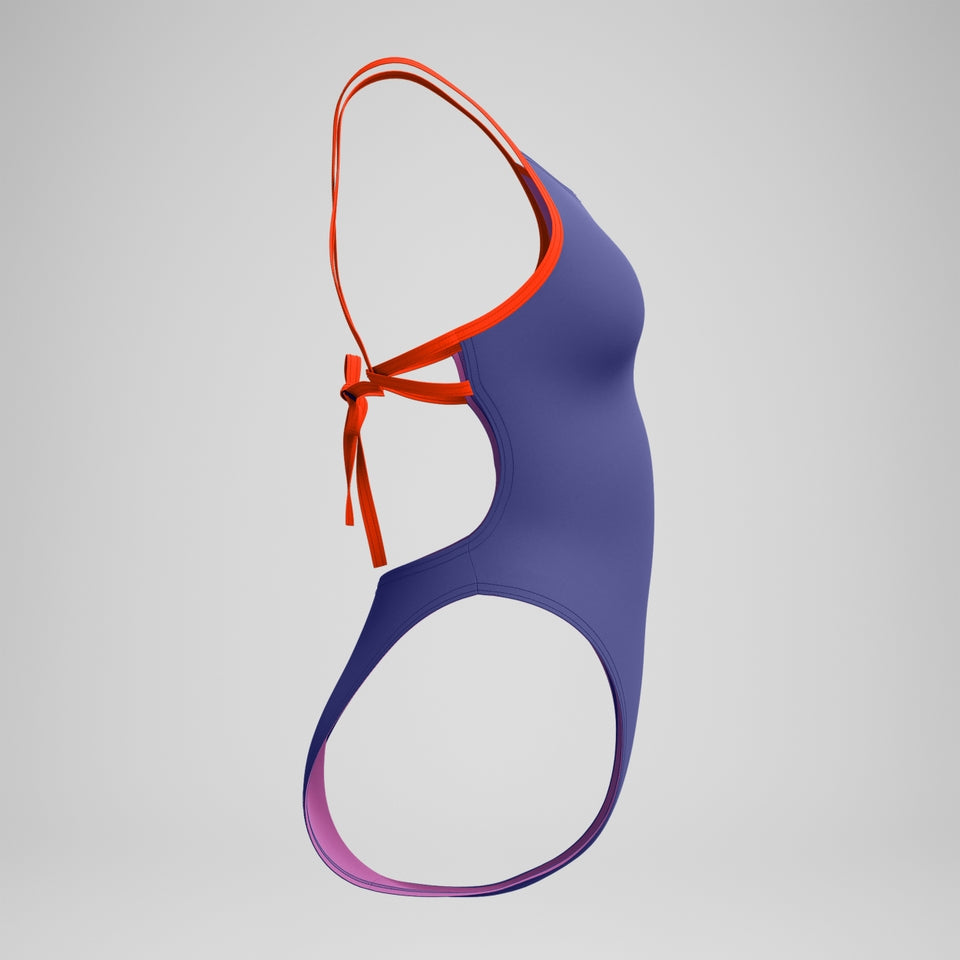 Club Training Solid Tie Back Swimsuit Blue/Pink | Speedo on sale