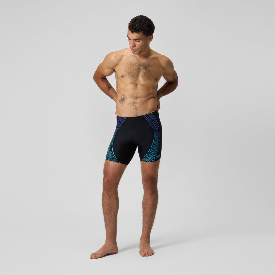 Duo Logo Print Mid Jammer Black/Blue | Speedo near me