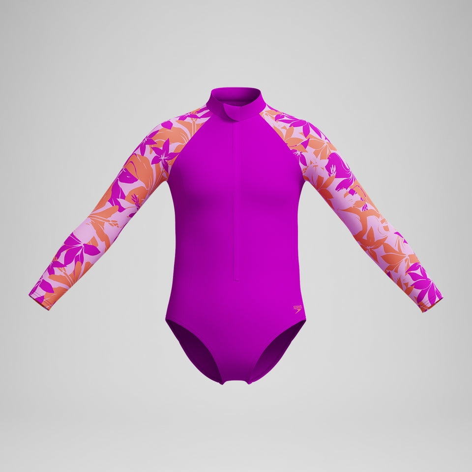 Girls' Long Sleeve Swimsuit Pink | Speedo on sale