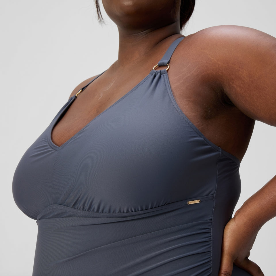 Plus Size Shaping V Neck Swimsuit Grey | Speedo US