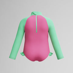 Infant Girls Learn to Swim Long Sleeve Frill Swimsuit Pink/Green | Speedo for sale