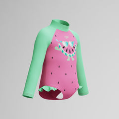 Infant Girls Learn to Swim Long Sleeve Frill Swimsuit Pink/Green | Speedo for sale