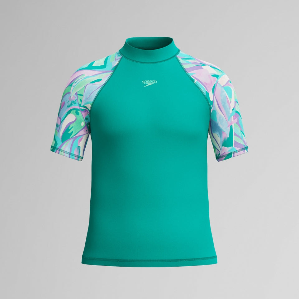 Girls Short Sleeve Rashguard Turquoise | Speedo discount