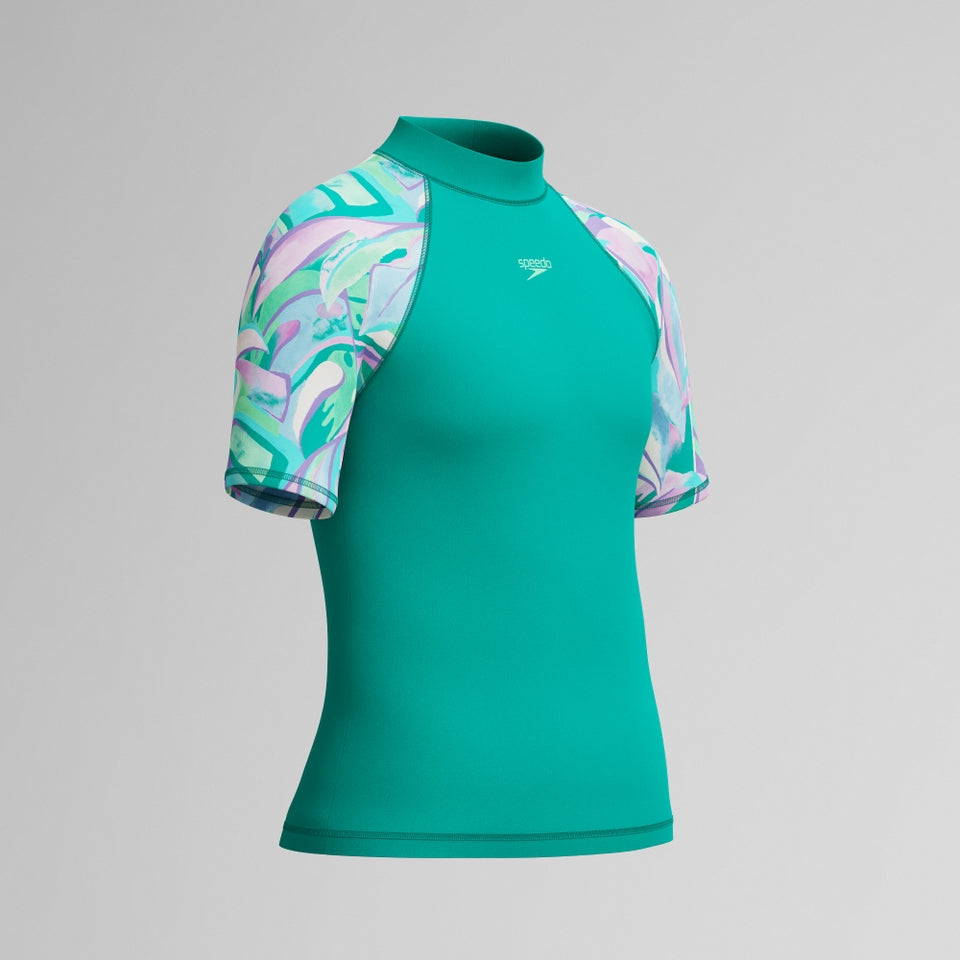 Girls Short Sleeve Rashguard Turquoise | Speedo discount